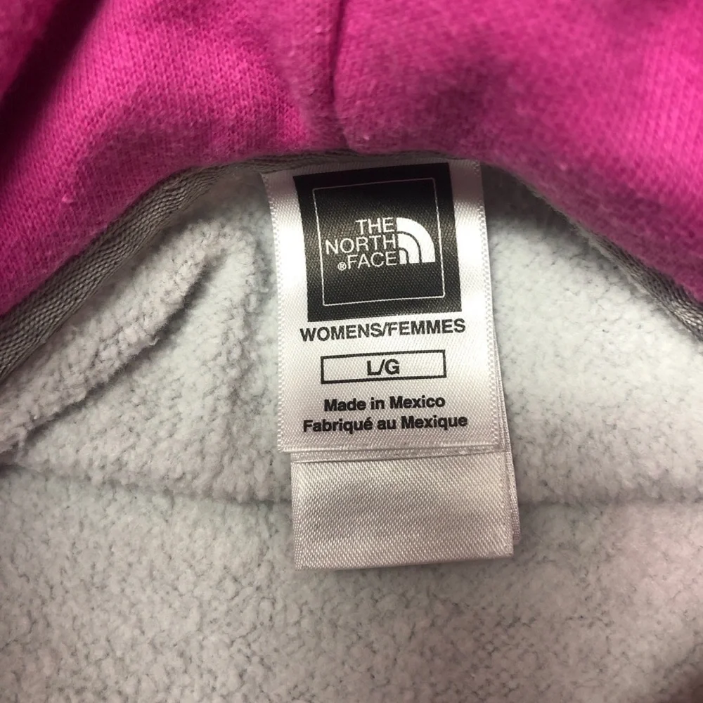 The North Face Women’s Large Light Gray Hoodie with Pink Logo - Picture 4 of 6